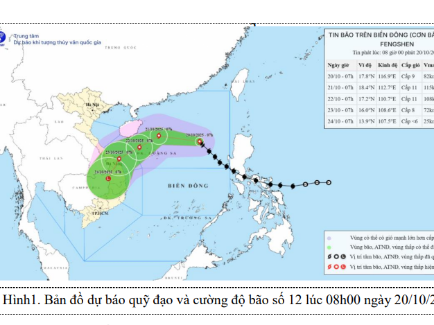 Sáng 20-10, bão số 12 cách đặc khu Hoàng Sa khoảng 490 km