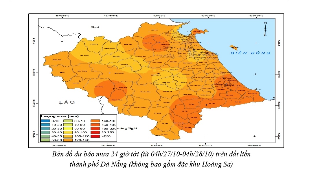 Từ ngày 27 đến 29-10 thành phố Đà Nẵng tiếp tục xảy ra mưa lớn diện rộng
