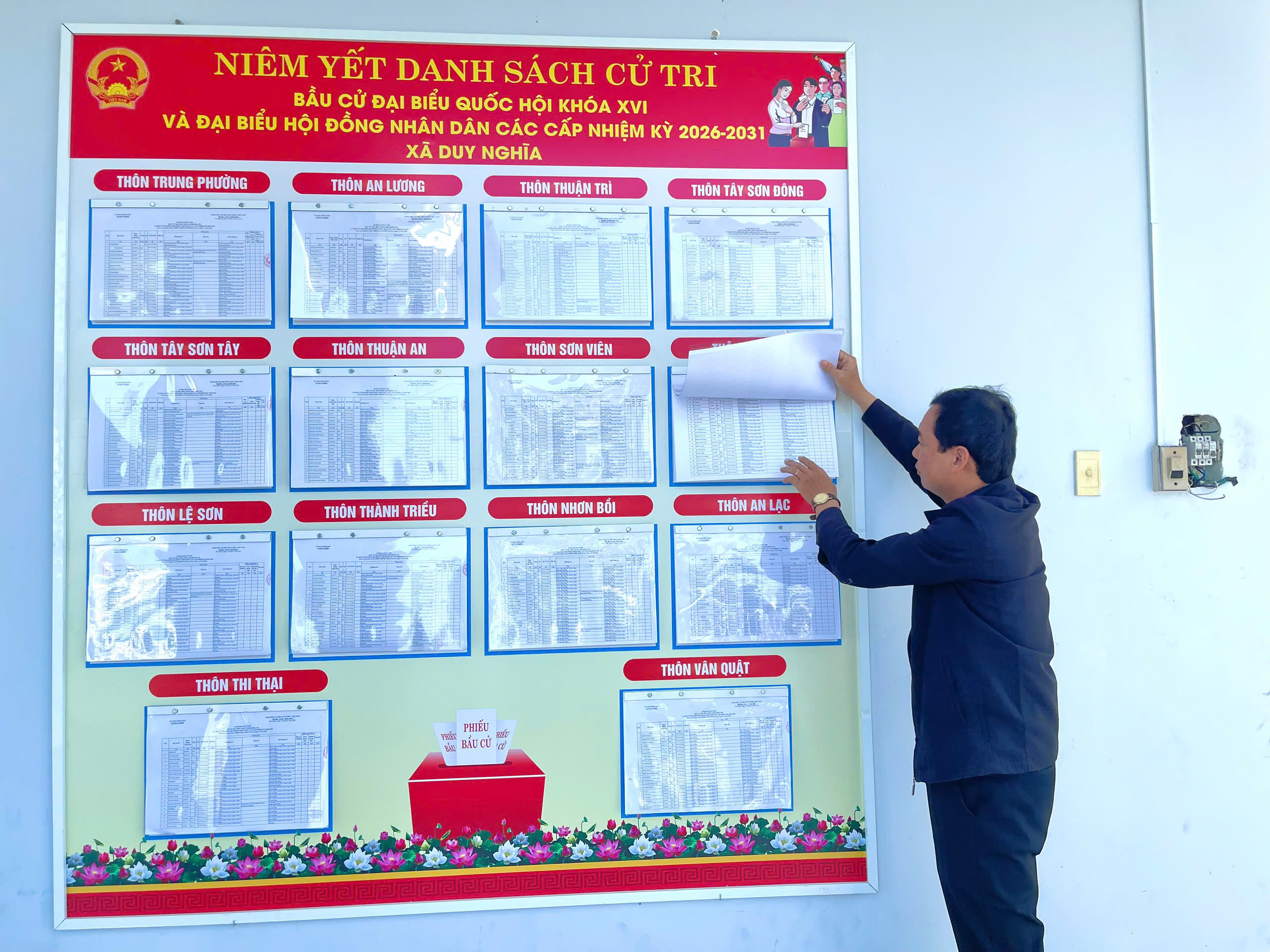 Duy Nghĩa hoàn thành niêm yết danh sách cử tri phục vụ bầu cử