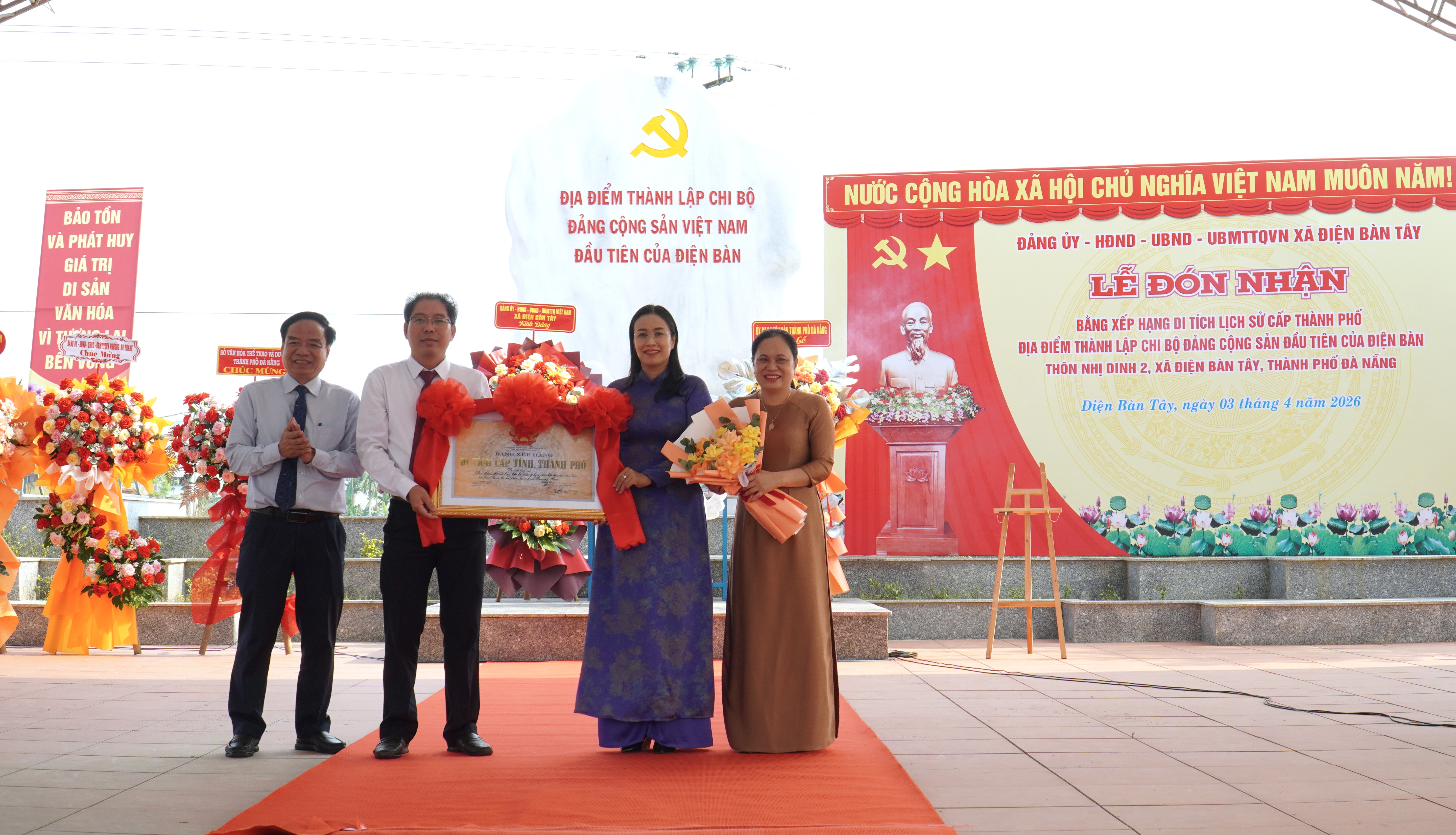 Địa điểm thành lập Chi bộ Đảng đầu tiên của Điện Bàn đón nhận Bằng di tích cấp thành phố